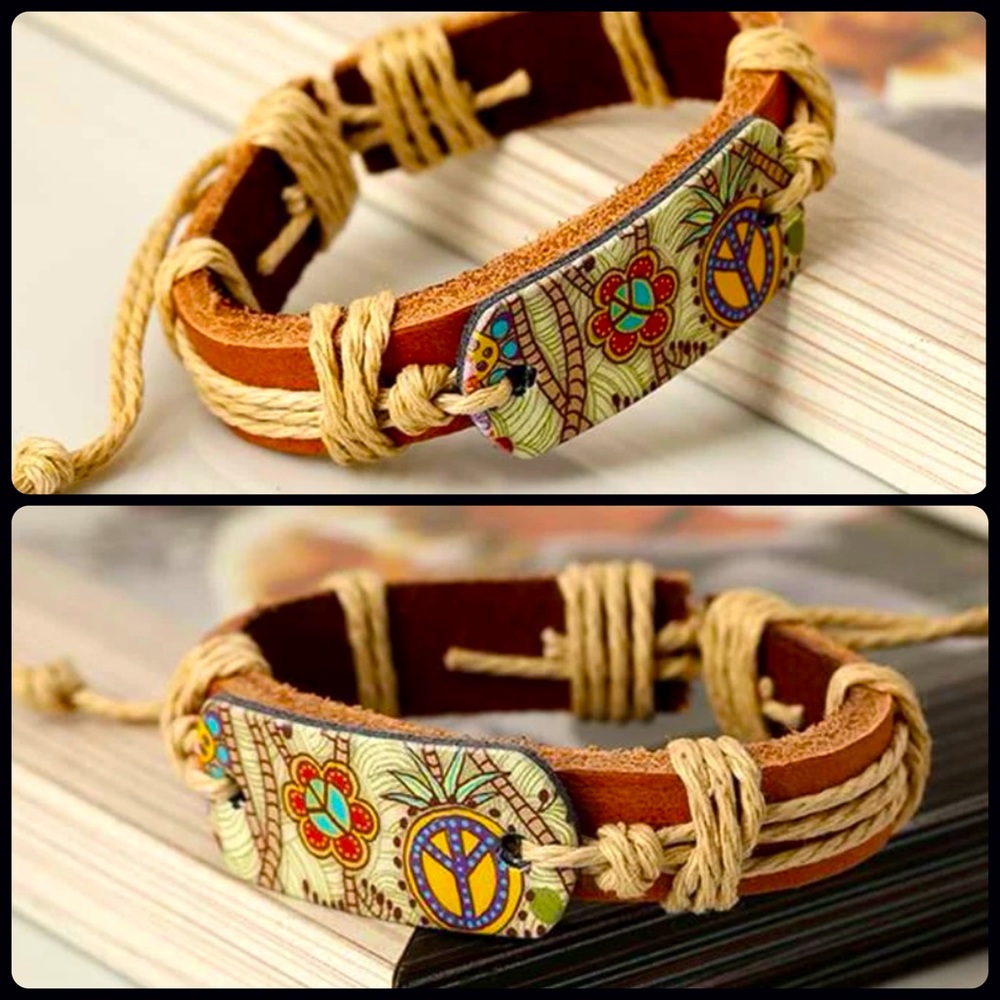 𑁍 Floral Print Geometric Decor Bracelet 𑁍